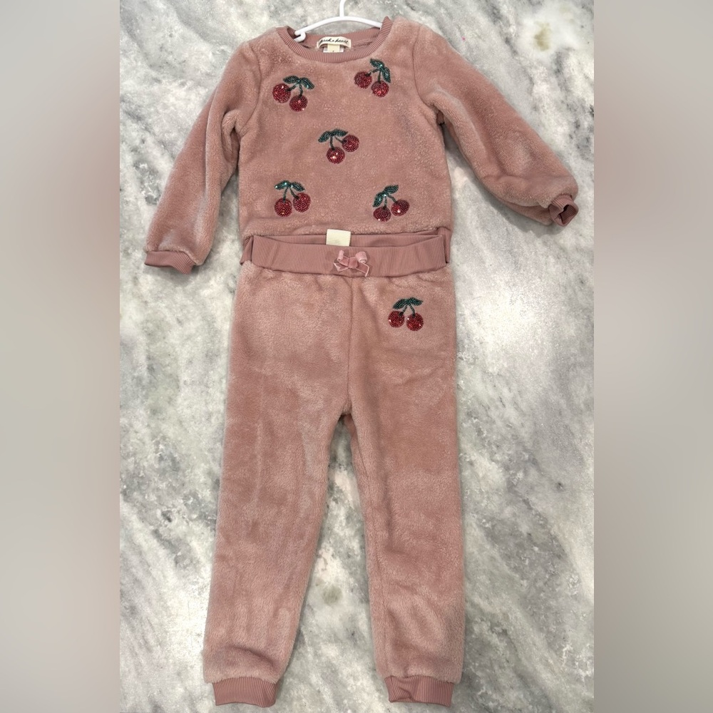 Derek Heart Blush Cherry Kids Soft Sweatshirt Set